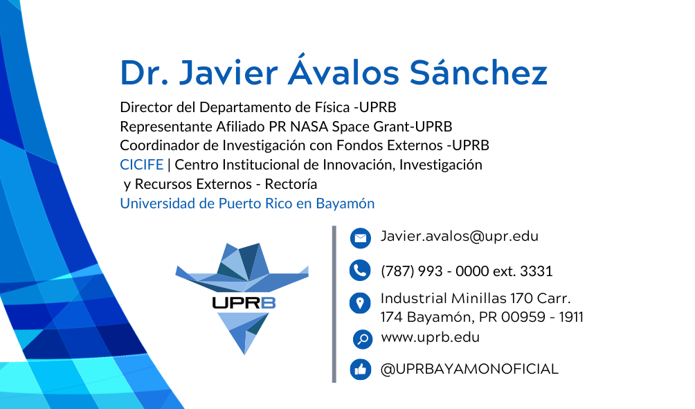 Tarjeta de Presentación UPRB - Dr. Javier Ávalos Sánchez