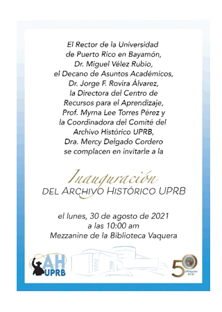 Afiche Inauguración del Archivo Histórico UPRB