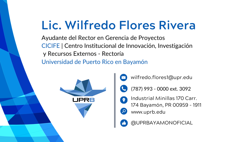 Tarjeta de Presentación UPRB - Lic. Wilfredo Flores Rivera