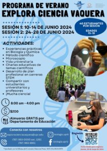 PROGRAMA DE VERANO - EXPLORA CIENCIA VAQUERA